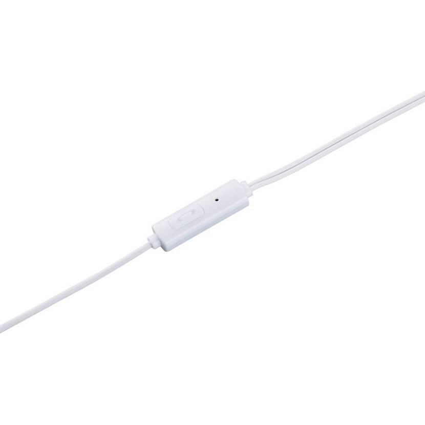 Weißes In-Ear-Headset mit Mikrofon und Taste