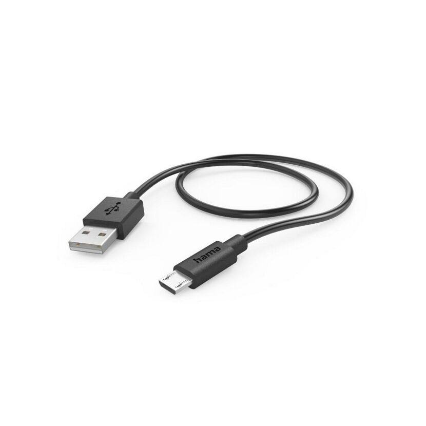 Schwarzes Ladekabel mit USB und Micro-USB Anschluss