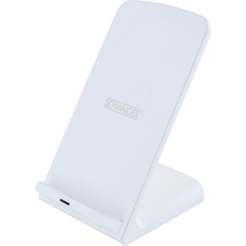 Weißer Ladeständer QI Wireless von SCHWAIGER