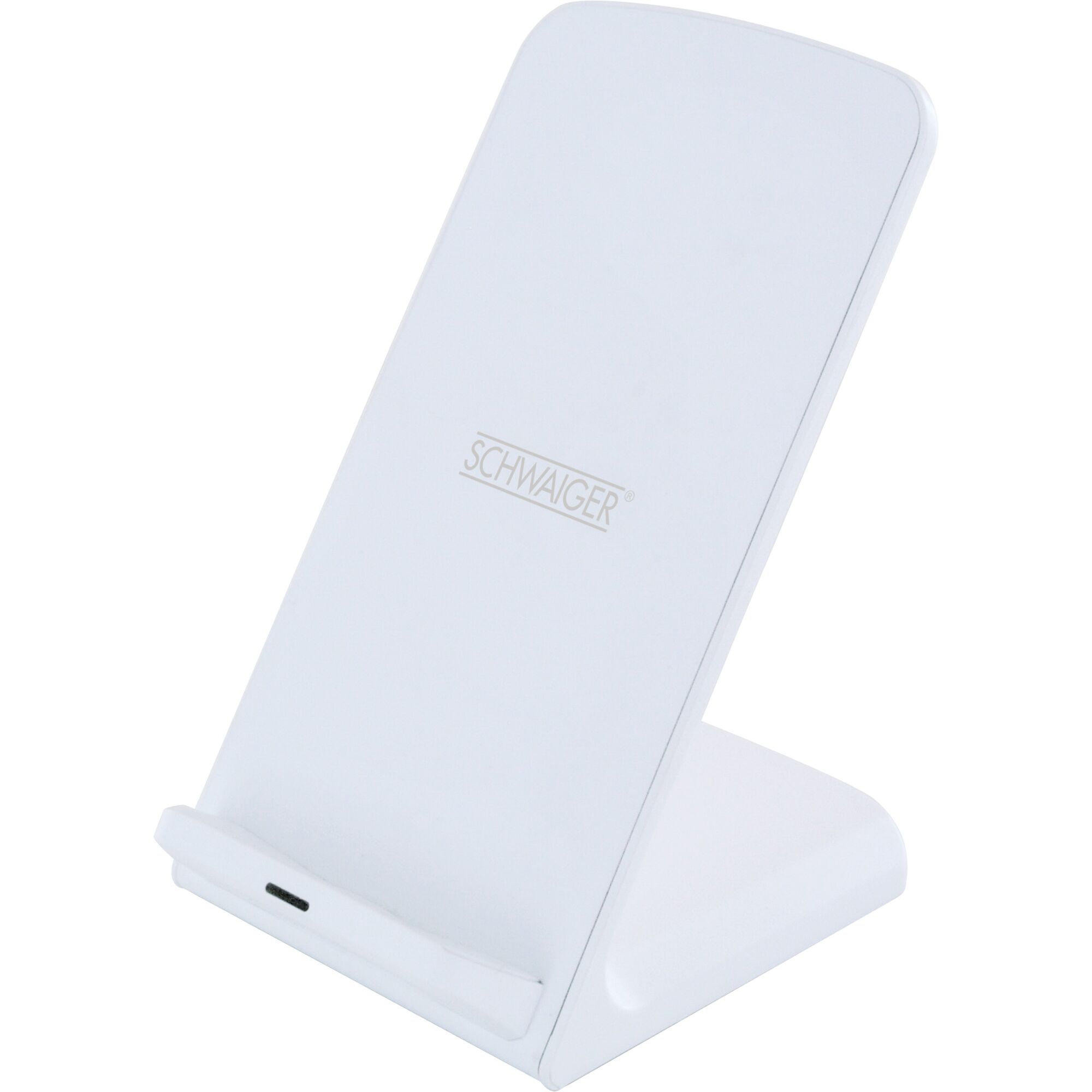 Weißer Ladeständer QI Wireless von SCHWAIGER
