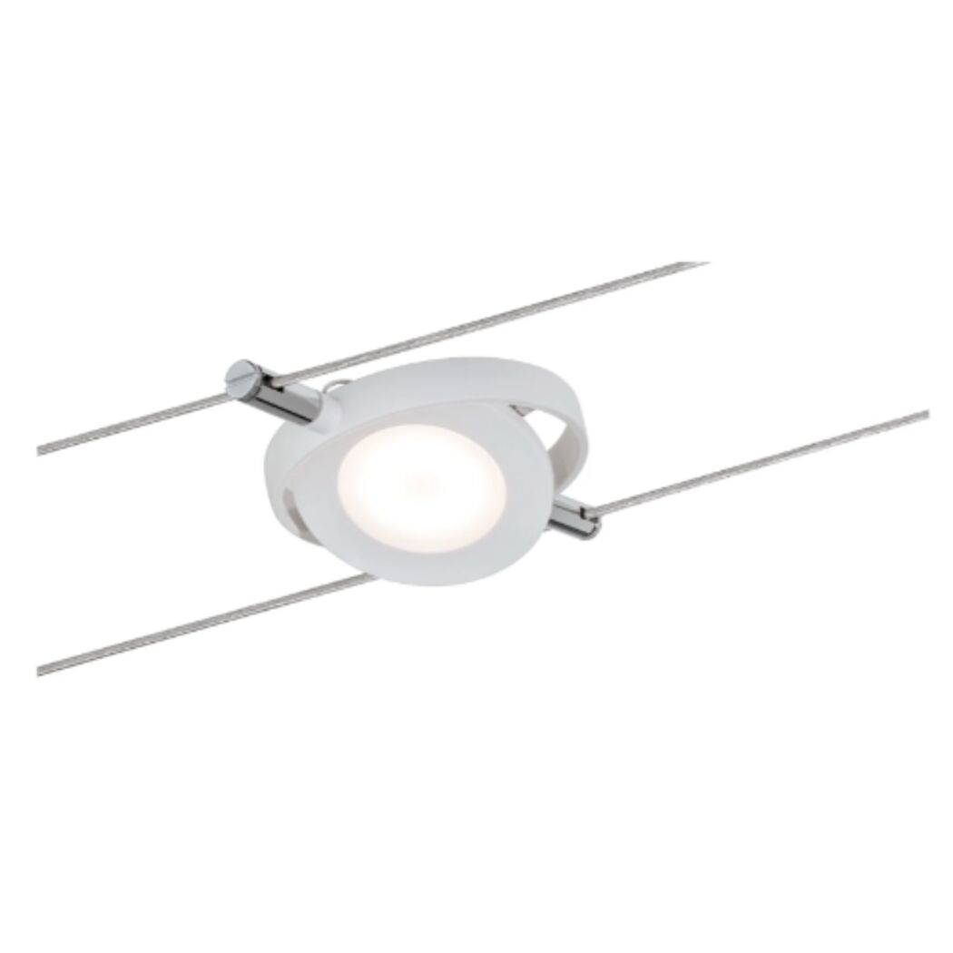 Weißer LED-Spot des Seilsystems leuchtet.