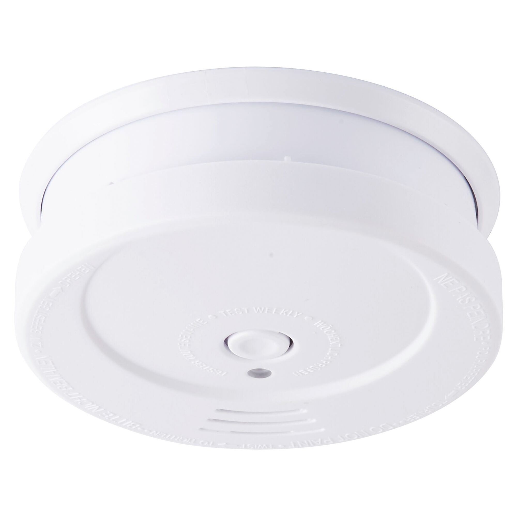 Weißer Rauchmelder mit Testknopf