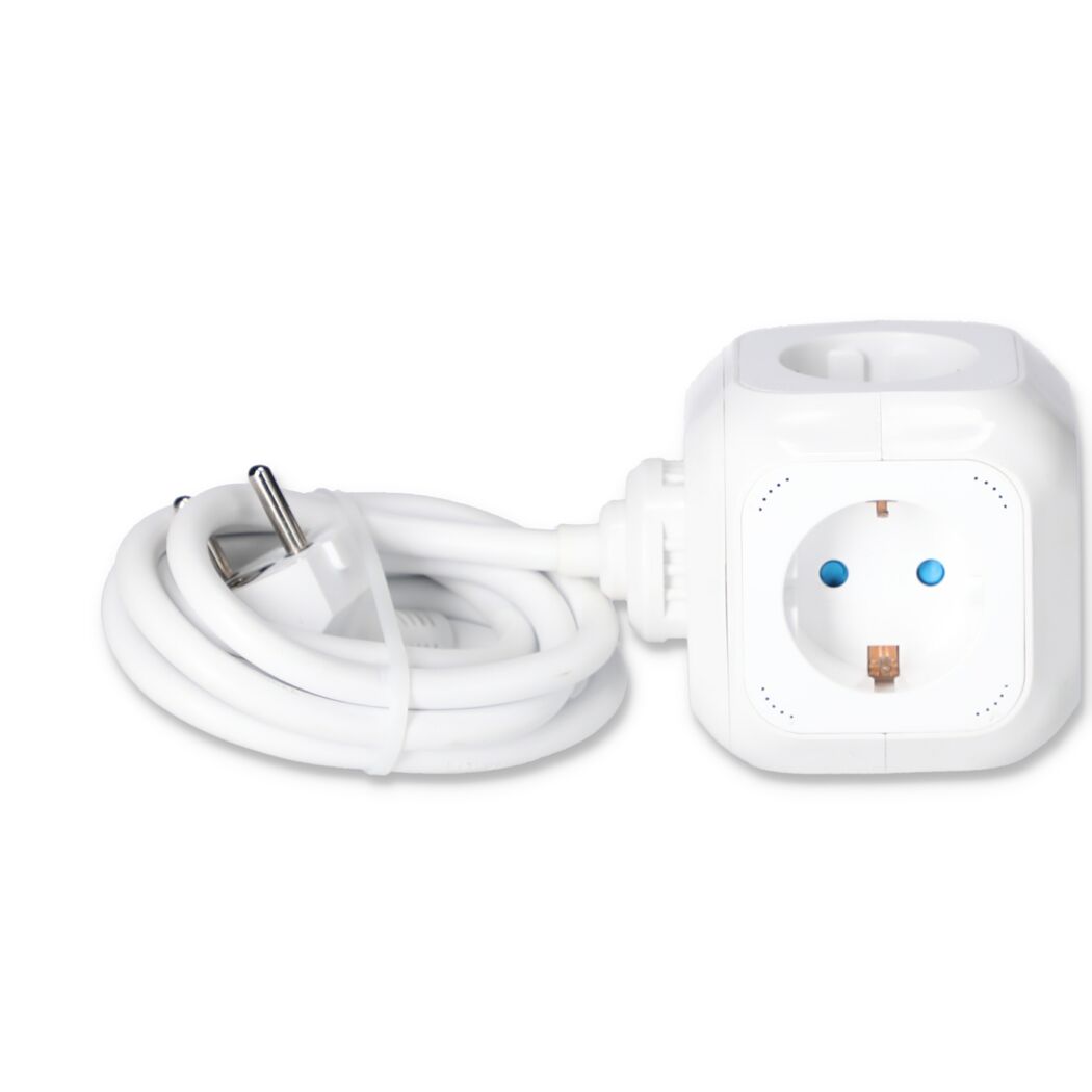 Steckdosenwürfel 4-fach mit 2 USB-Anschlüssen weiß 1,4 m