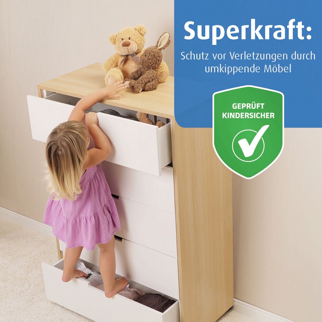Möbel-Kippschutz weiß, 2 Stück