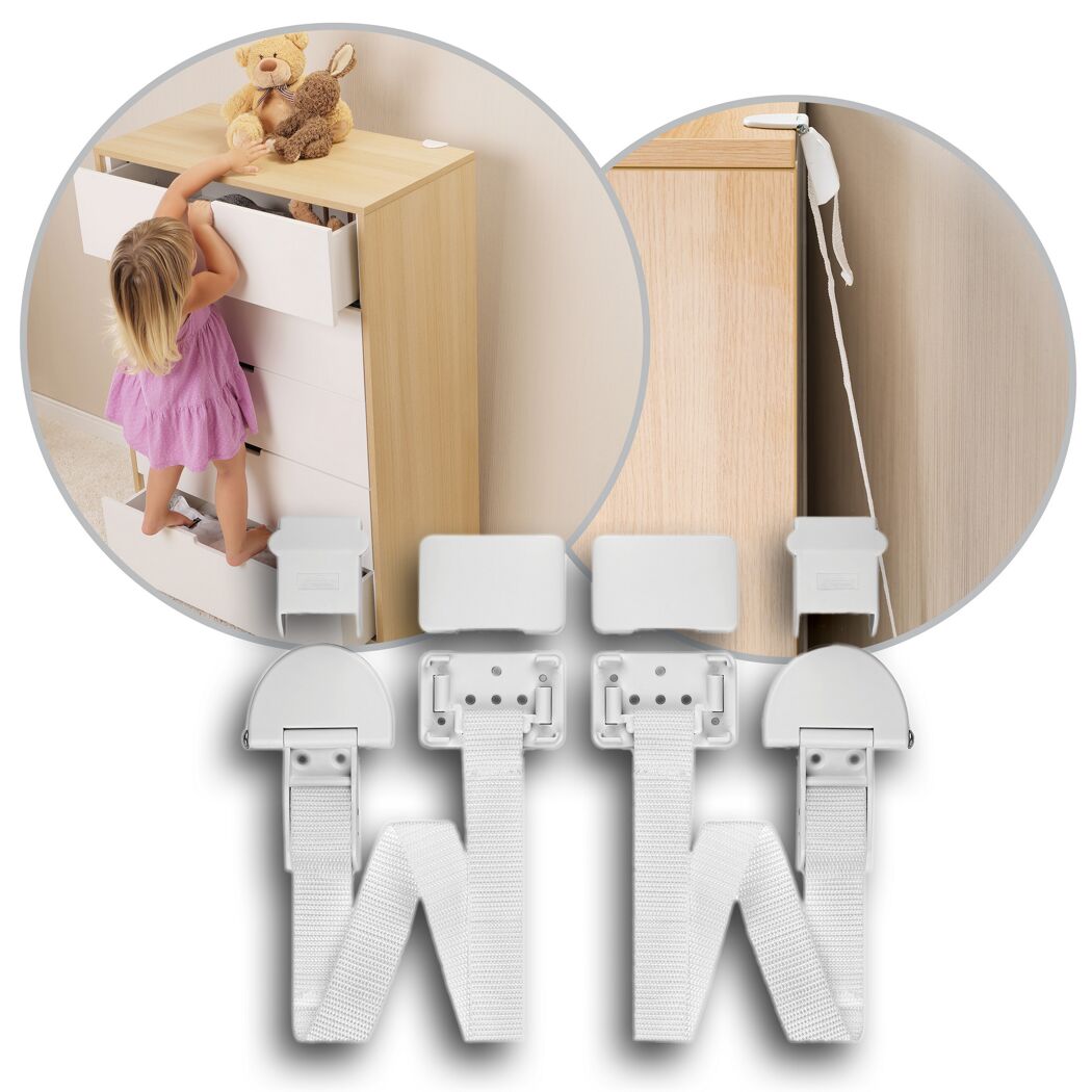 Möbel-Kippschutz weiß, 2 Stück