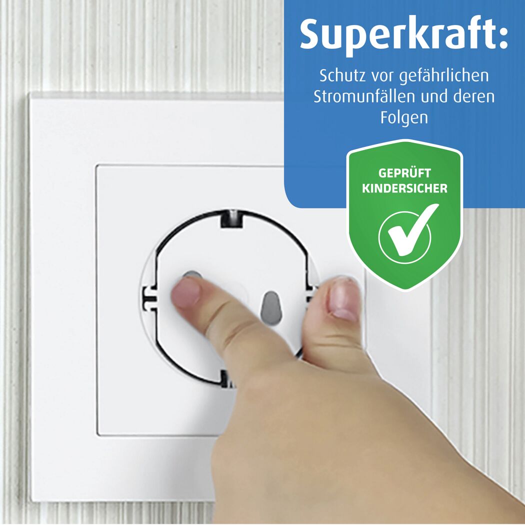 Finger in Steckdose mit Kindersicherung