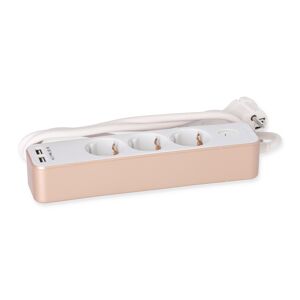 Steckdosenleiste weiß/gold 3-fach mit 2 USB-Ports