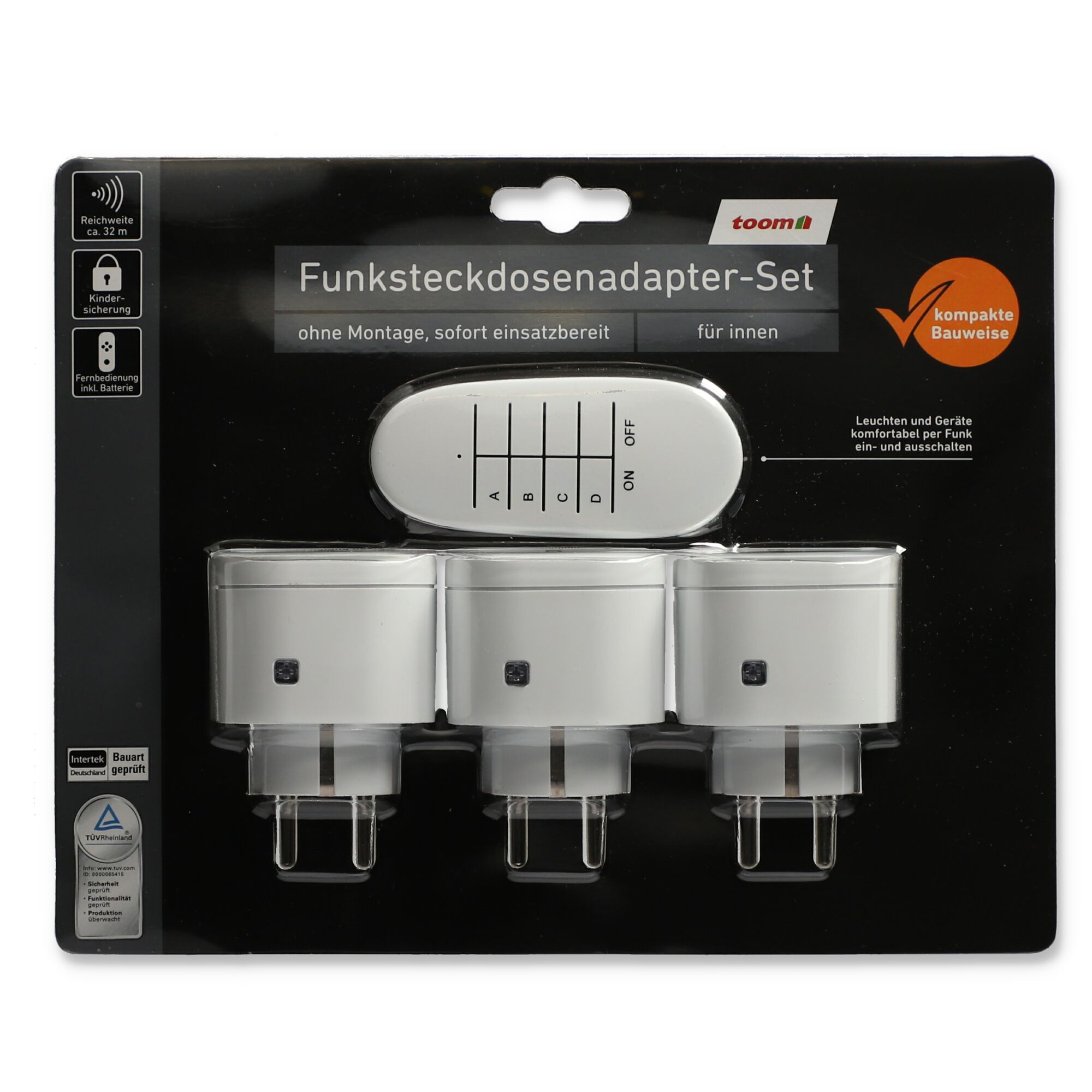 Funksteckdosenadapter-Set mit Fernbedienung von toom