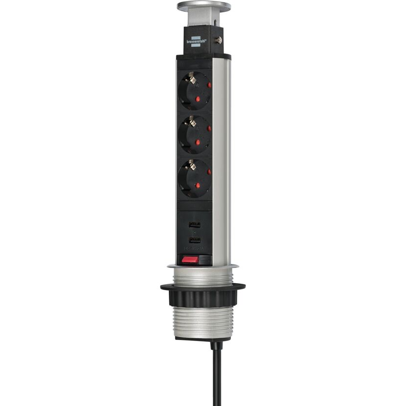 Brennenstuhl Steckdosen-Tower 3-fach, USB