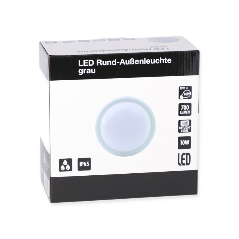 LED-Rundleuchte, 10 W, grau, in Verpackung
