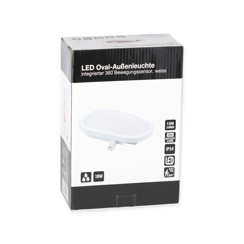 Verpackung einer weißen LED-Oval-Außenleuchte