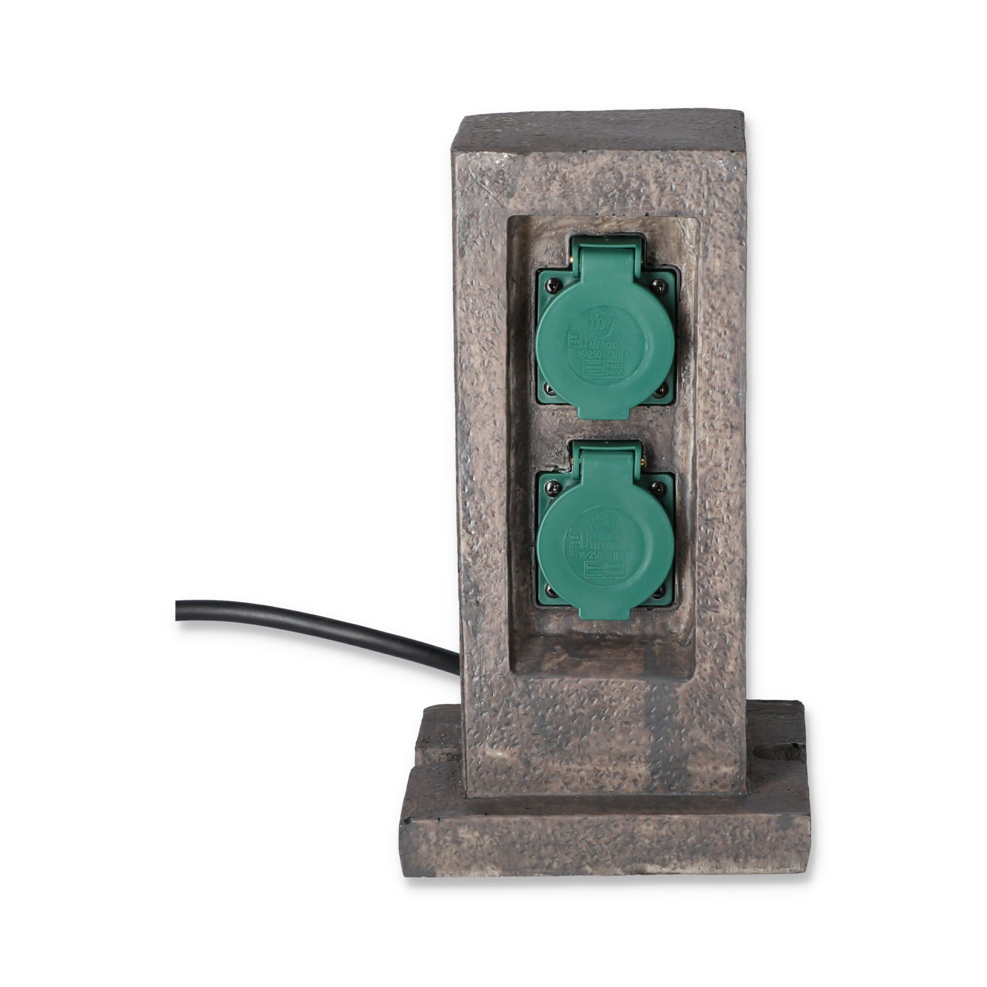 Steckdosensäule mit zwei Steckdosen und Kabel