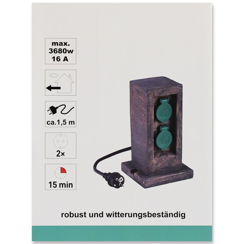 Steckdosensäule mit zwei Steckdosen in Steinoptik