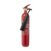 Roter Feuerlöscher mit schwarzem Schlauch