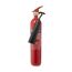 Roter Feuerlöscher mit schwarzem Schlauch