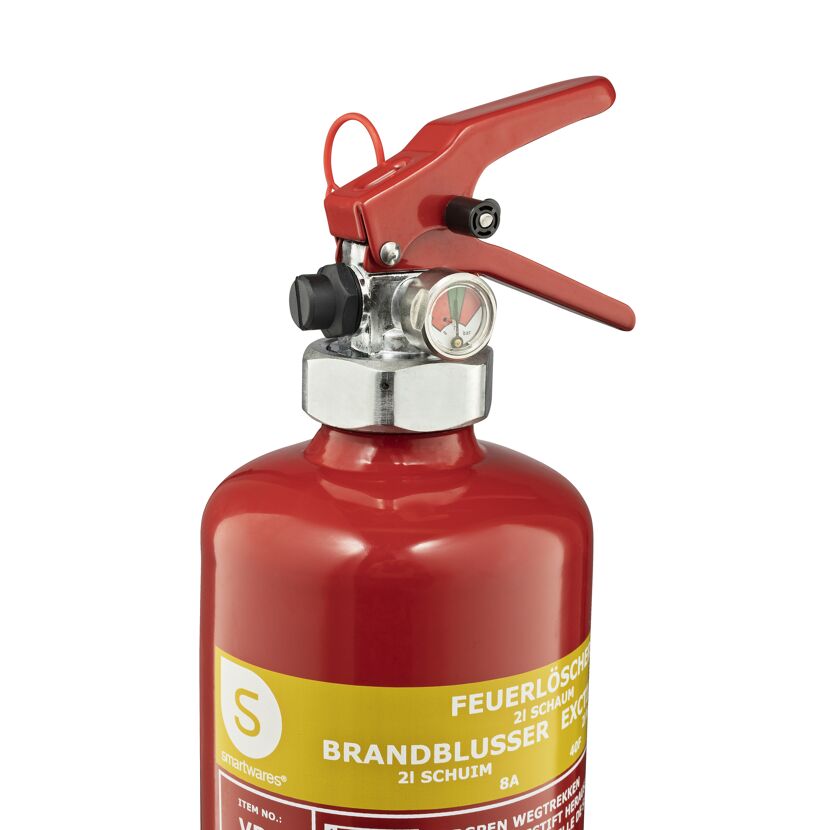 Roter Feuerlöscher mit Druckanzeige