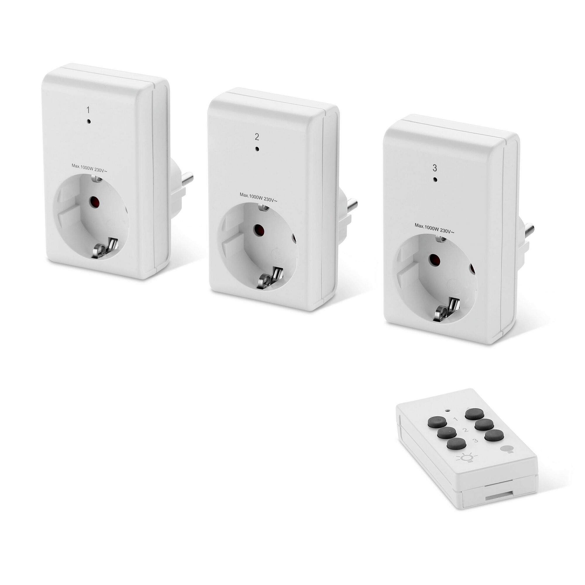 Funksteckdosen-Set 3-teilig mit Fernbedienung