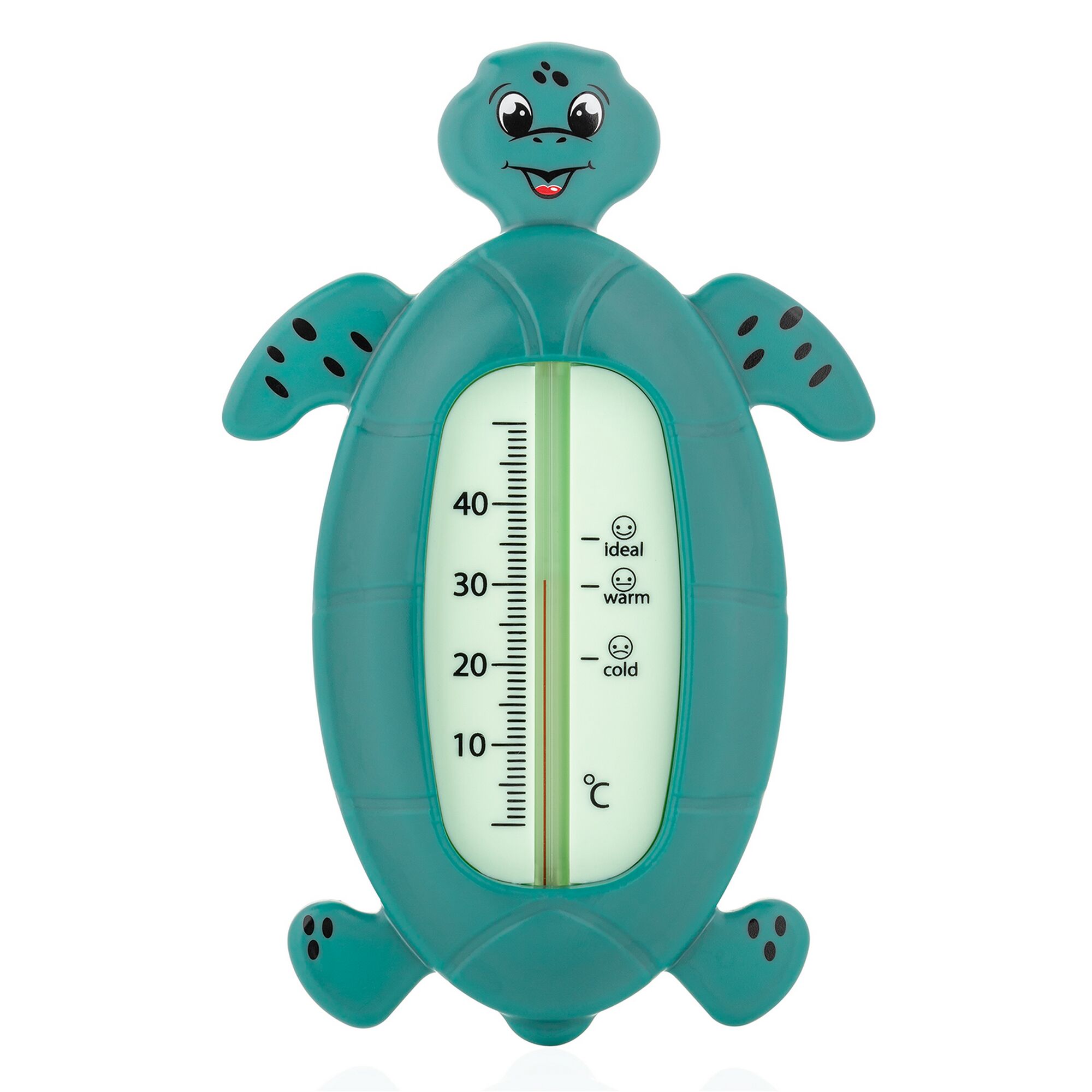 Schildkröten-Badethermometer auf weißem Hintergrund