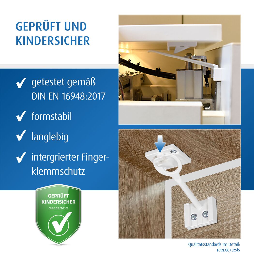 Schrank- und Schubladensicherung weiß mit Montagehilfe, 8 Stück