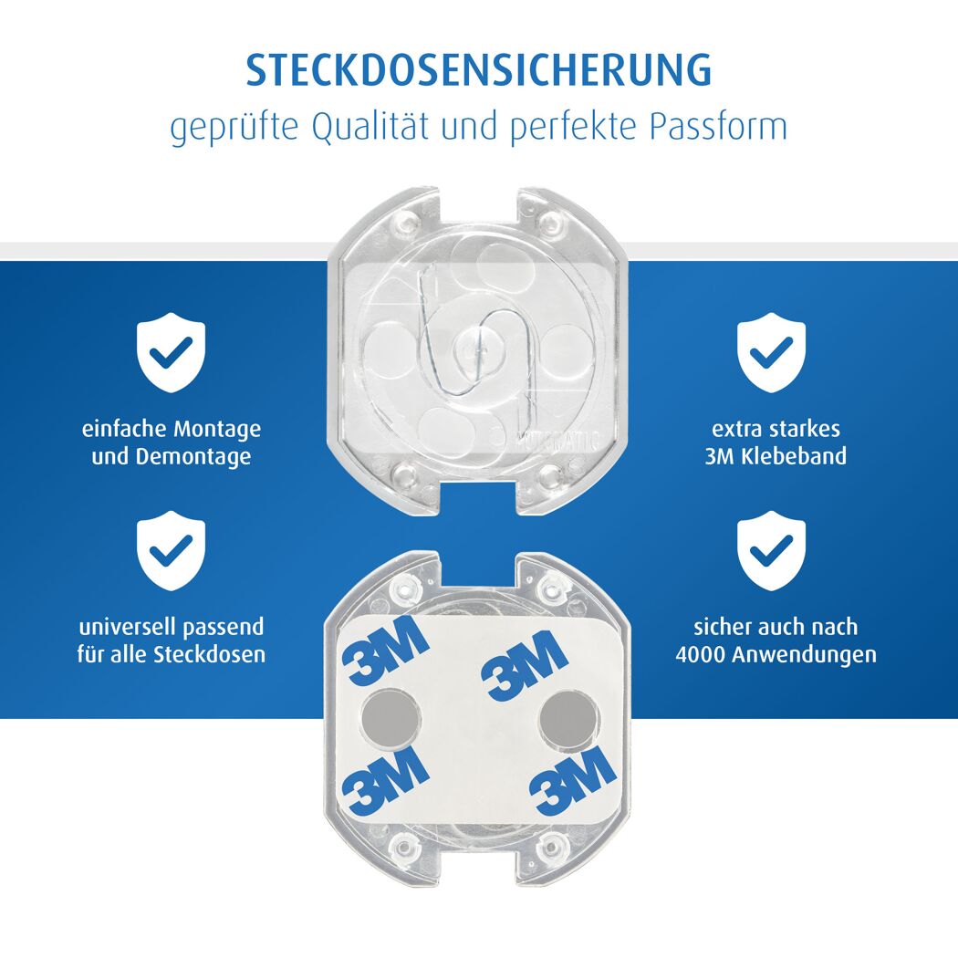 Steckdosenschutz transparent klebbar, 10 Stück