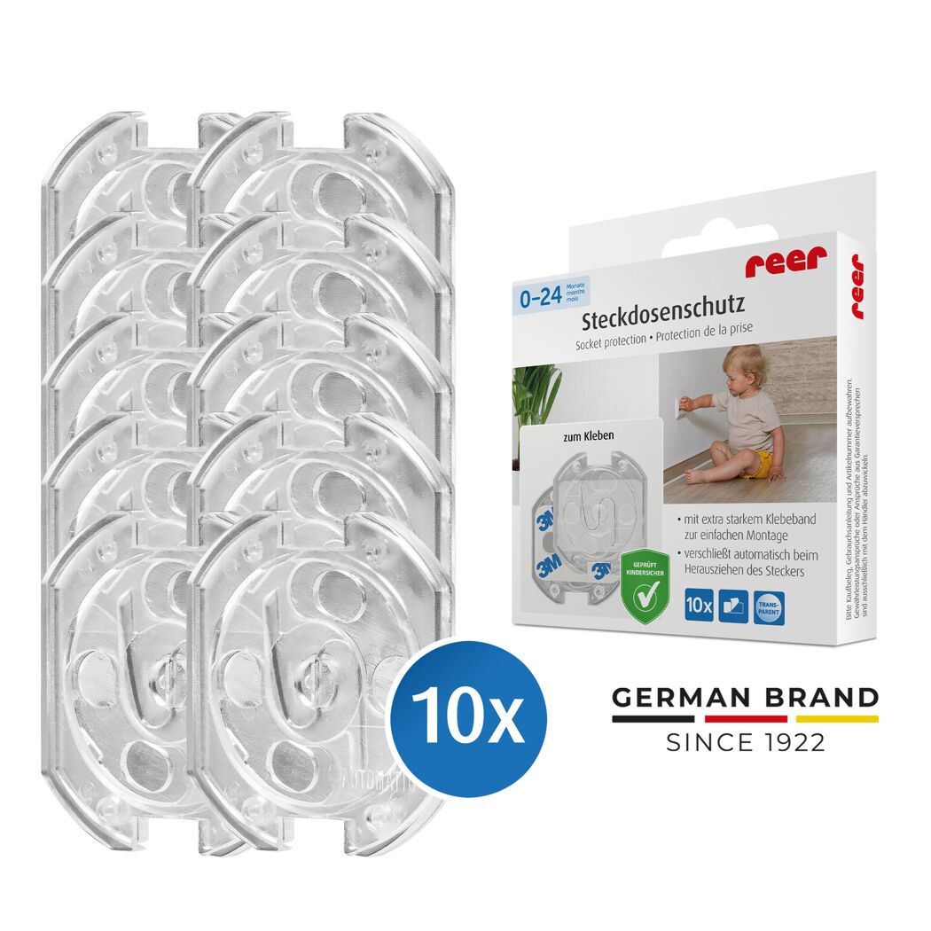 Steckdosenschutz transparent klebbar, 10 Stück