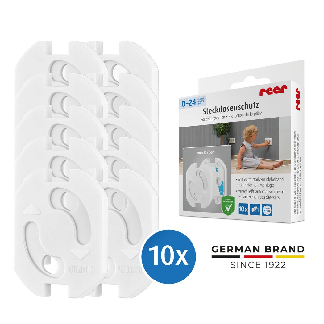 Steckdosenschutz weiß klebbar, 10 Stück