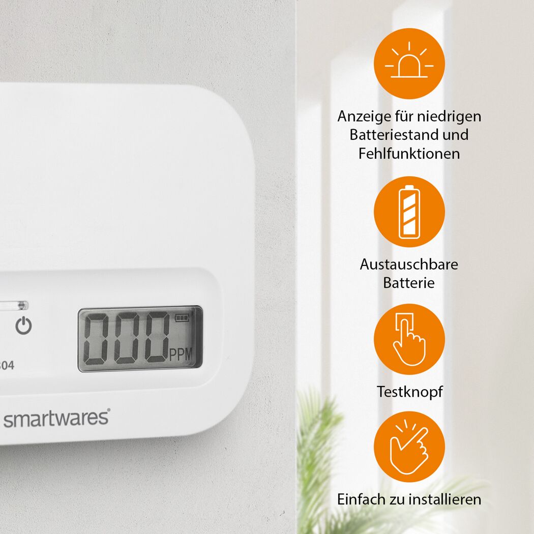Smartwares Kohlenmonoxidmelder mit digitaler Anzeige