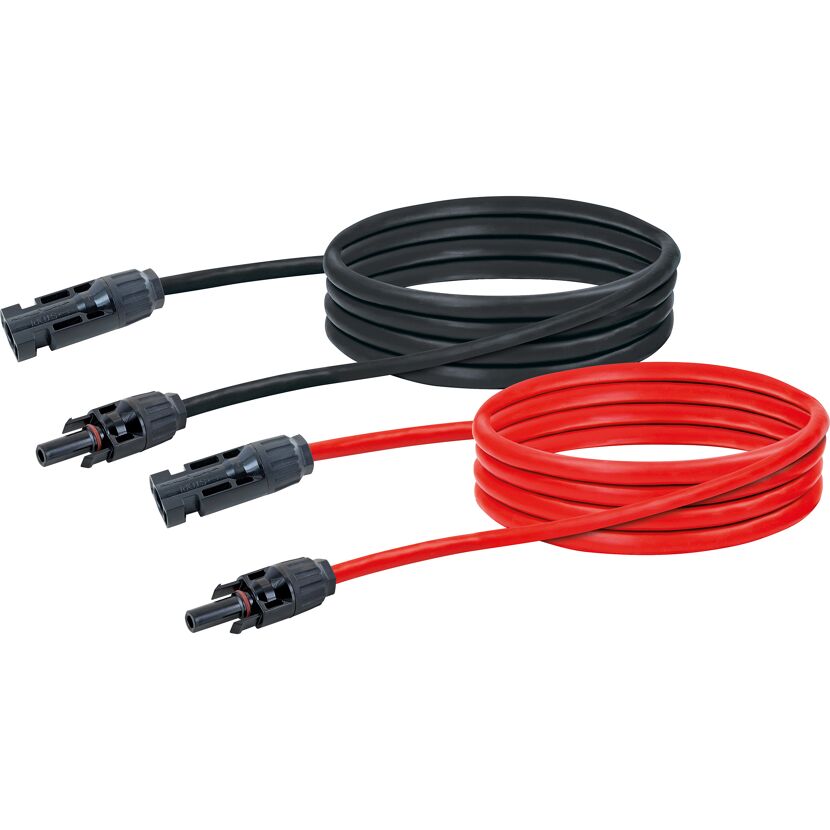 Schwarzes und rotes Solarkabel