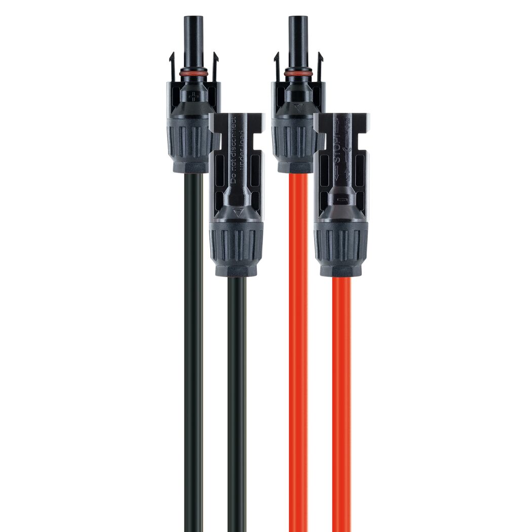 Zwei schwarze und zwei rote Solarkabel