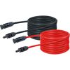 Schwarzes und rotes Solarkabel aufgerollt