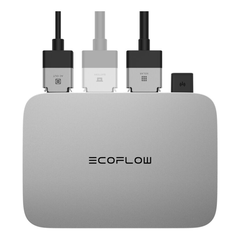 EcoFlow Powerstream mit angeschlossenen Kabeln