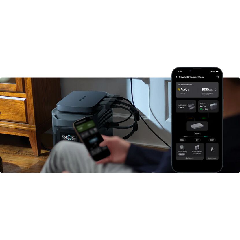 Person überwacht den Stromverbrauch mit dem EcoFlow Smart Plug.