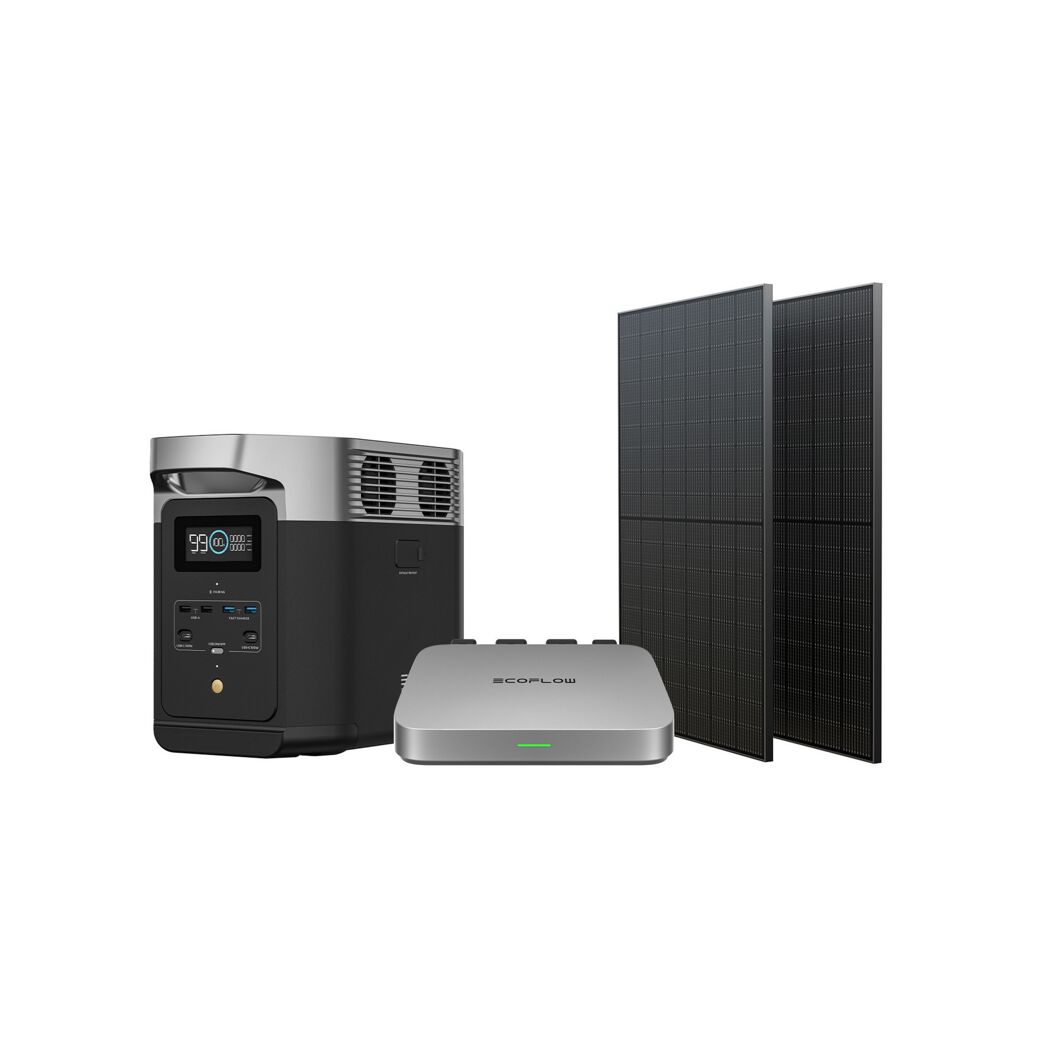 Powerstationset 'Powerstream 600' inkl. Powerstation 'Delta 2' 2 x 400 W starres Solarpanel