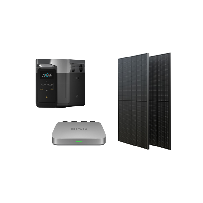 Bild von Balkonkraftwerk-Set '600 Delta Max' mit Powerstation Delta Max, PowerStream 600 W und 2 Solarpanele je 400 W