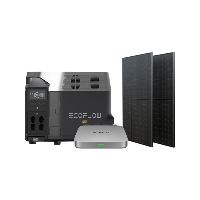 Bild von Balkonkraftwerk-Set '600 Delta Pro' mit Powerstation Delta Pro, PowerStream 600 W und 2 Solarpanele je 400 W