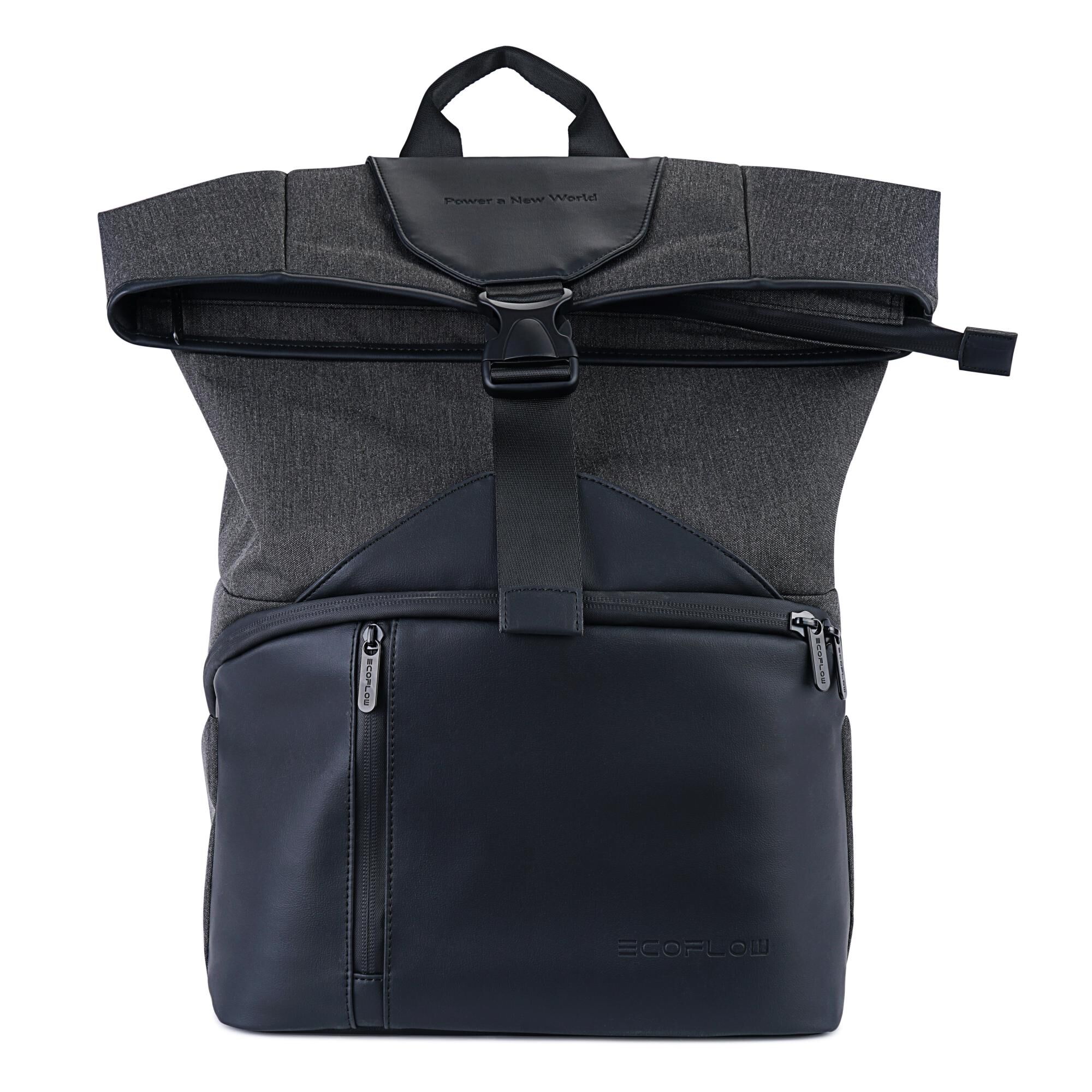 Schwarzer und grauer EcoFlow Rucksack
