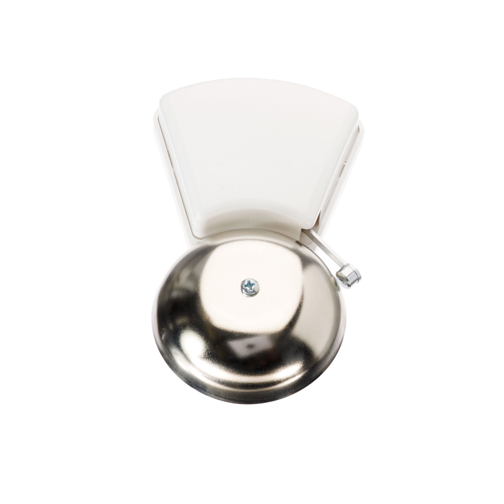 Weiße Klingel mit silberner Glocke.