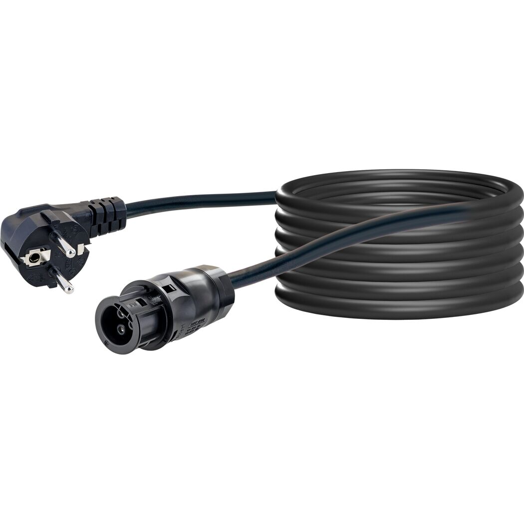 Schwarzes Batteriekabel aufgerollt