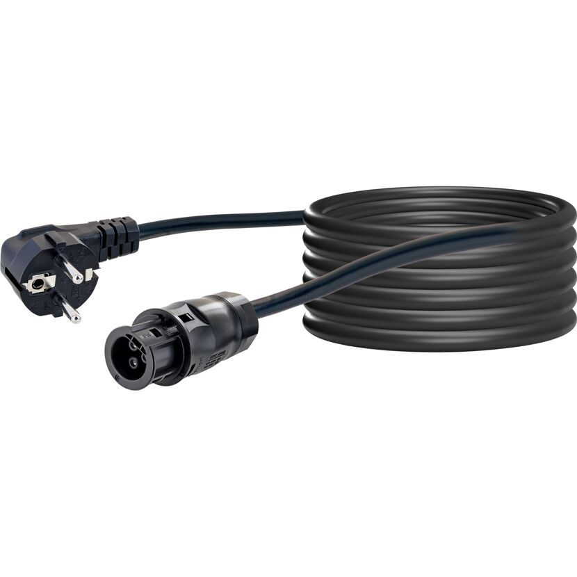 Schwarzes Batteriekabel aufgerollt