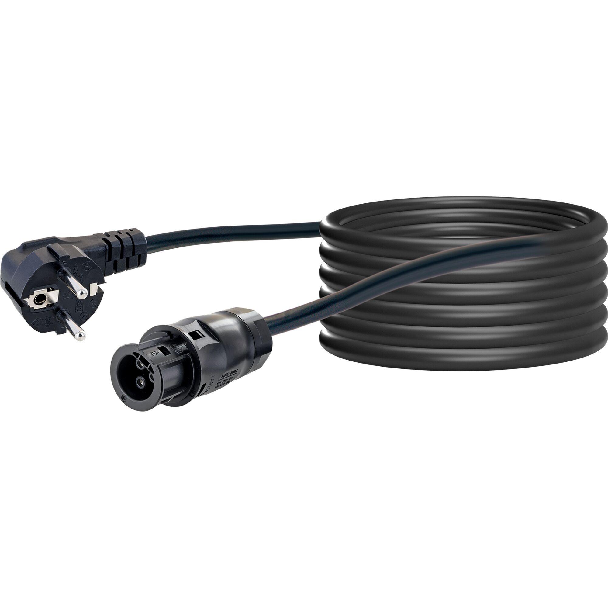 Schwarzes Batteriekabel aufgerollt