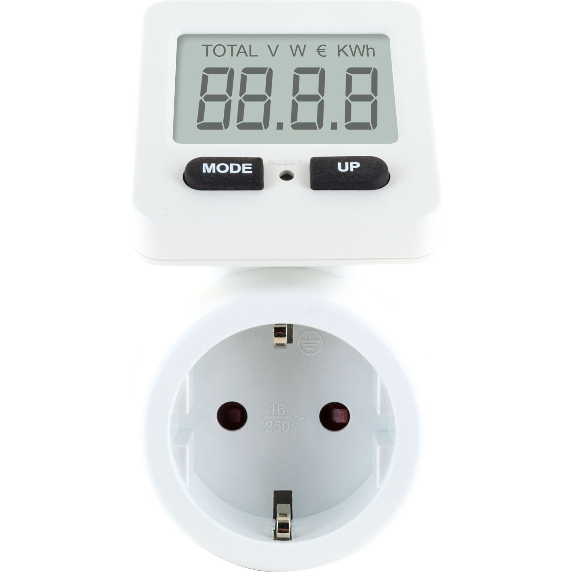 Digitales Energiemessgerät an Steckdose