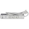 Steckdosenleiste mit Schalter und 3 USB-Ports weiß/grau 3-fach