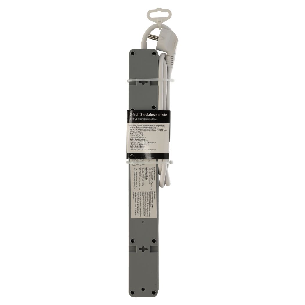 Steckdosenleiste 6fach mit USB