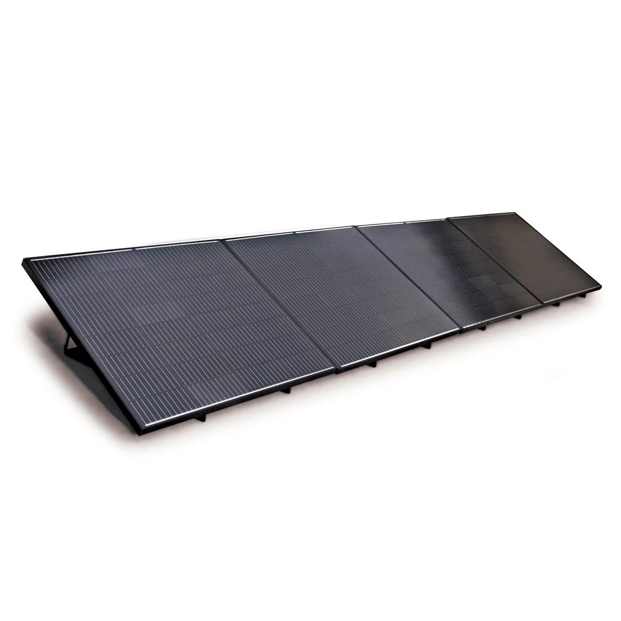 Fünf schwarze Solarmodule