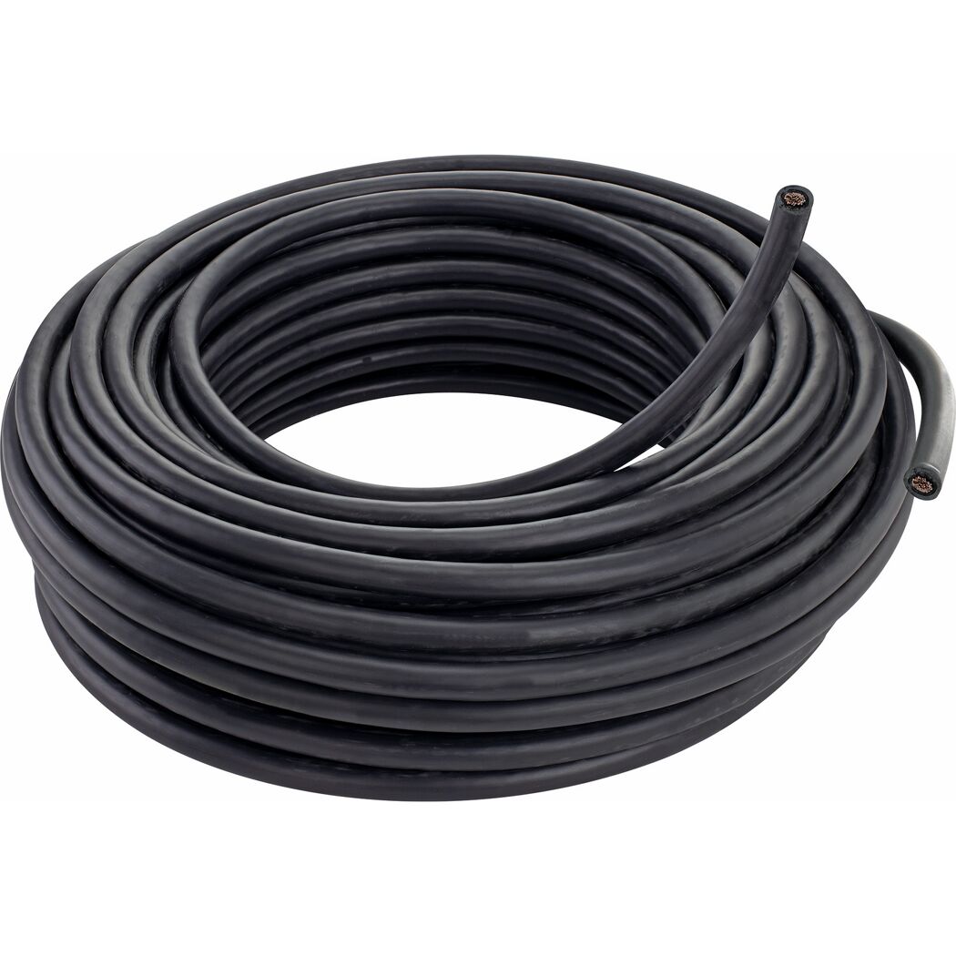 Schwarzes Solarkabel aufgerollt