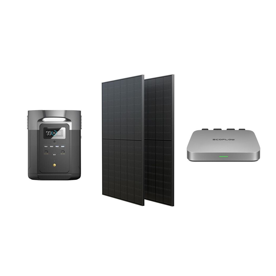 Balkonkraftwerk-Set 'Delta 2 Max' mit Powerstation 'Delta 2', Power Stream 600 W und Solarpanele je 400 W