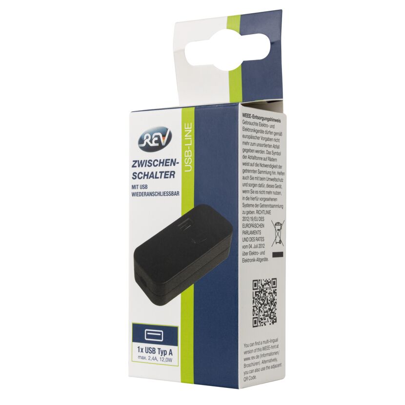 Zwischenschalter mit USB-A schwarz