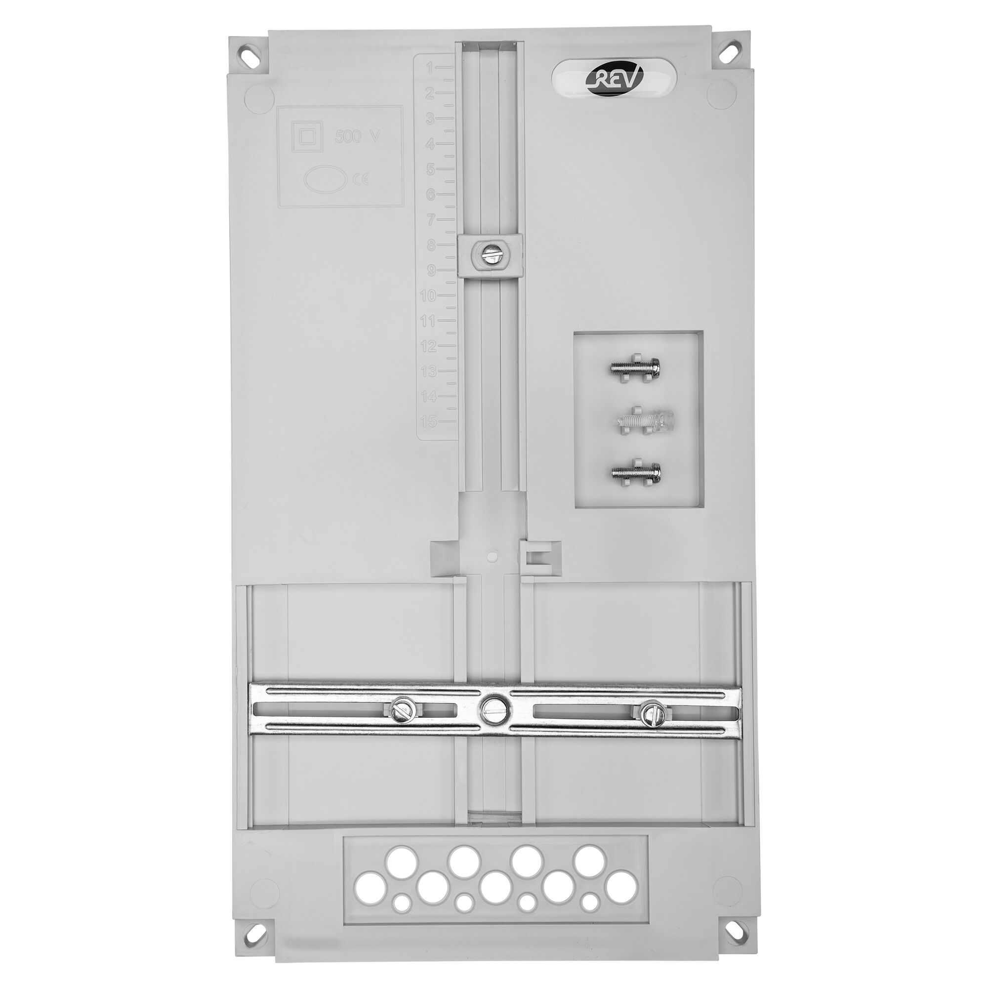 Graue Zählertafel mit einer Skala und Schrauben