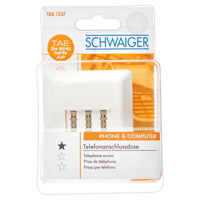 Schwaiger Telefonanschlussdose in Verpackung