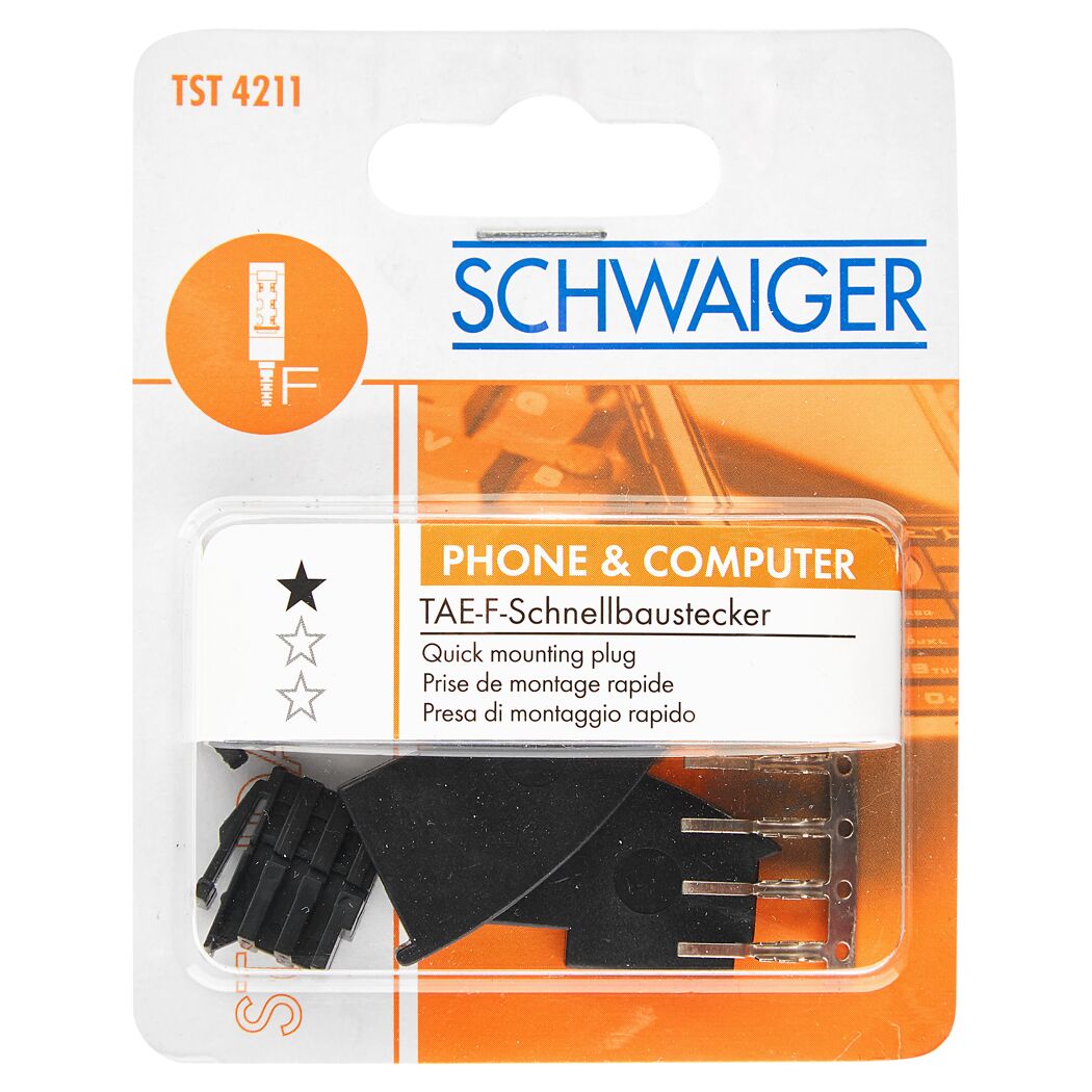 Schwaiger TAE-F Schnellbaustecker für Telefon und Computer